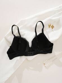 1pc Sexy Lace Simple Gather & Lift Wireless Lingerie Bra For Small Bust Women - Multicolor - View 2