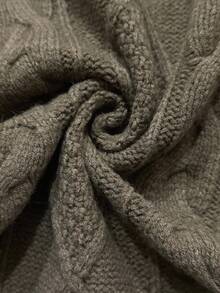 Florisole كارديجان نسائي كاجوال أحادي الصدر بتصميم حبل مجدول، طويل الأكمام، للخريف/الشتاء - أخضر عسكري - مشاهدة 7