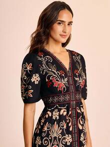 CAJUNI 女士休闲度假花卉印花短袖迷你连衣裙 - 约会装 - 外出装 - 音乐节 - 彩色 - 查看 7