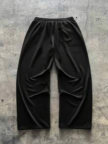 AXEPEAK 男士撞色条纹和字母印花连帽衫和运动裤套装，秋冬装 - 黑色 - 查看 3