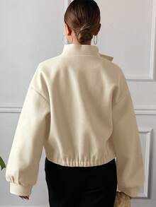 DAZY 女式休闲纯色立领口袋短款夹克，秋季