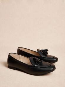 Rosivie Giày ba lê kim loại khóa chéo màu xanh satin dễ thương mới cho nữ mùa xuân, giày bệt nữ thanh lịch ngọt ngào cỡ lớn - màu đen - Xem 5