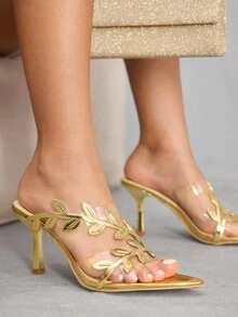 CUCCOO SZL 尖头系带高跟女式凉鞋 - 金色 - 查看 4