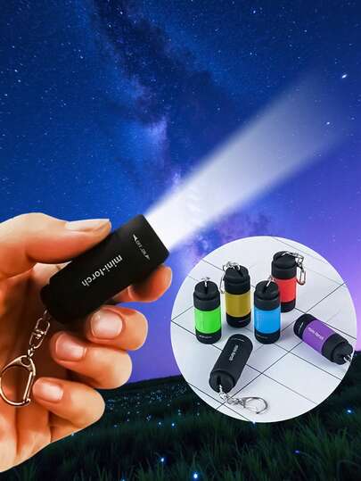 1 件迷你 USB 可充电便携式钥匙扣手电筒、露营灯、户外装备、明亮 LED 钥匙扣手电筒