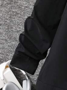 SHEIN Teen Boy Flap Detail Button Up Shirt & Drawstring Waist Pants Fall Winter