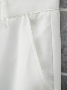 Manfinity Homme Men's Summer Casual Simple And Linen Textured Vacation And Daily Versatile White Pants, Going Out Plain Long Tapered Slacks Pants, For Husband, Boyfriend Gifts, For Fall Baggy Couple - White - View 7