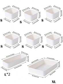 Boîte de rangement en plastique blanc 4 6 5 9 pièces Ensemble d'organisateurs à tiroirs Plateau multifonctionnel pour salle de bain, coiffeuse, maquillage, cosmétiques, chambre, cuisine, bureau, petits outils. Solution de rangement et de décoration pour la maison - Blanc - Voir 15