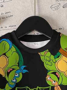 TEENAGE MUTANT NINJA TURTLES | SHEIN 秋季款小男孩休闲龟背印花圆领运动衫 - 白色 - 查看 3