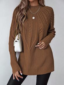 EMERY ROSE Damen Einfarbiger, modisch locker sitzender Langarm Strickpullover