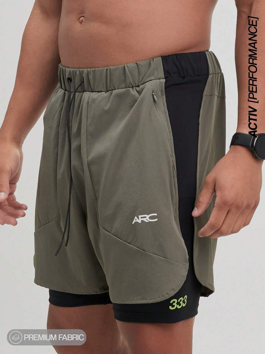 ARC Workouts Breathable And Move Freely Gym Essential Shorts With Hiden Zipper Pockets - Green - View 1