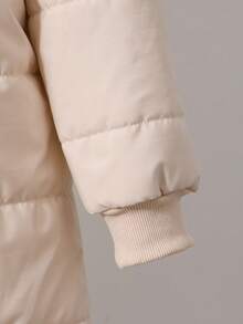 SHEIN 1pc Tween Girl Mid-Length Long Sleeve Padded Coat, Plush Lining, Comfortable And Warm, Solid Color Outerwear - Apricot - View 6