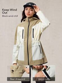 OutZeal Women Shell Jacket Hiking Camping Water-Resistant Windproof Drawstring Waist Multi Pocket Hooded Coat Outdoor Jacket Spring Fall - Multicolor - View 3