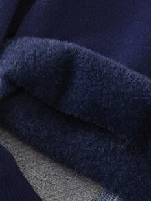 Tween Boys' Casual Sports High Collar Solid Color Pullover Long Sleeve Thermal Lined Knit Sweater Fall Winter - Navy Blue - View 6