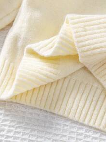 Sparklyn Young Girl Floral Pattern Crew Neck Sweater, Autumn/Winter Fall Girl's Single Sweater Top, Excluding Skirt - Beige - View 5