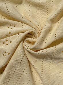 Chiquease Women's Contrast Lace Embroidered Fitted Camisole - Pale Yellow - View 3