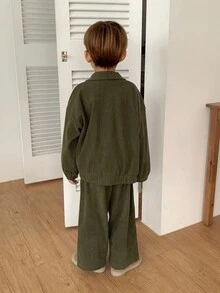 DAZY Kids Fall Clothes Young Boys Jacket Set - Dark Green - View 6
