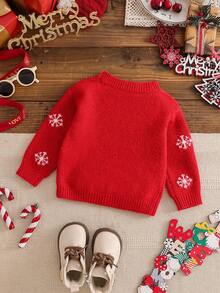 SHEIN Baby Girl Christmas Snowflake Pattern Cute Minimalist Pullover Sweater Fall Winter Winter Christmas Halloween Toddler Cardigan Sweater Autumn Fall Jumpers Sweaters Tops Dress Dresses Christmas Jumper Cozy Pixies Prepcrw Christmas Outfit Halloween  New Born Toddler  Fall Winter Dress Halloween  Romper Stuff Halloween Jumper Jumper Cardigans Shirts White Cardigan Clean Downtown Off The Shoulder Sweater Outfit Sets Pink Sweater Jacket Cute Fall Outfits Outfits Top Maija Christmas Dress  Toddler Fall Dark Purple Skirt Christmas Sweater  Fall Sweaters Unisex White Sweater Vest Skirt Sets - Red - View 10