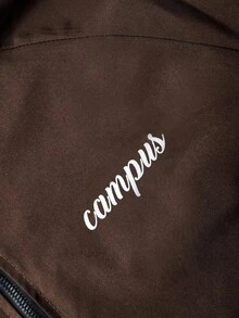 Manfinity ZONE917 Men's Casual Fashion Street College Sports Letter Print Contrast Piping Stand Collar Zip-Up Jacket, Autumn  Windbreaker/Outdoor Windbreaker