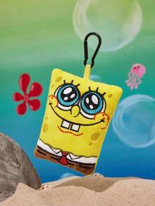 SpongeBob SquarePants | SHEIN 1pc Plush Cartoon Embroidered Bag Charm, Cute Expression, Can Be Hung On Bags, Backpacks - Yellow - View 4