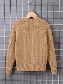 Pulls col rond manches longues de couleur unie pour garçons pré-adolescents