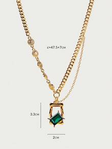 Glisma 18K Gold-Plated Green Crystal Necklace, Y2K Style/For Mom/Women/Girls, Suitable For Fall, Autumn, Winter, Festivals, Holidays, Vacations, Old Money, Halloween,Party,Night Club,Shopping,Vintage,PREMIUM,Zirconia,Rhinstone