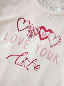 2pcs Girls' Casual Heart Pattern Plaid Print Long Sleeve Top And Pants Loungewear Set Girls Pajama Set Cute Pjs Set Girls Lounge Set Plaid Pajama Set Girls Pajamas Fall Winter - Multicolor - View 4