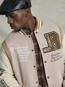 PAVTROS Veste de baseball pour hommes à imprimé contraste couleur patchwork, slogan et lettre, pour l'automne/l'hiver, la sortie, le streetwear. Veste color block manches longues de baseball. Idéal pour offrir à des amis, un mari ou un petit ami. Veste de sport pour hommes, veste de baseball, veste graphique pour hommes. - Multicolore - Voir 5