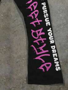 Tween Boy Casual Minimalist Letter Print Flare Pants, Suitable For Summer Fall Winter - Multicolor - View 5