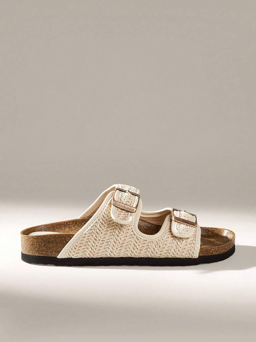 Solecia 女士时尚平底凉鞋，夏季沙滩度假户外拖鞋 - 杏色 - 查看 1