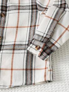 Cozy Pixies 男婴彩色格子翻领长袖开衫衬衫，百搭舒适的复古格子衬衫，绅士风格，休闲日常穿着，适合学校、居家、户外活动、返校季、日常穿着、运动、玩耍、派对、节日、万圣节、圣诞节、新年、情人节等多种场合。 - 彩色 - 查看 6