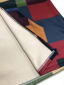 Linhara Giacca lunga con cappuccio in pile composito a quadri colorati digitali per taglie forti da donna - Multicolore - Visualizzare 9