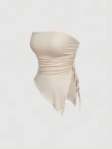 SHEIN MOD 3pcs Women Drawstring Design Ruched Fashionable Tube Top, Halloween Costumes, Vacation Women, 2000s , Costume - Multicolor - View 7