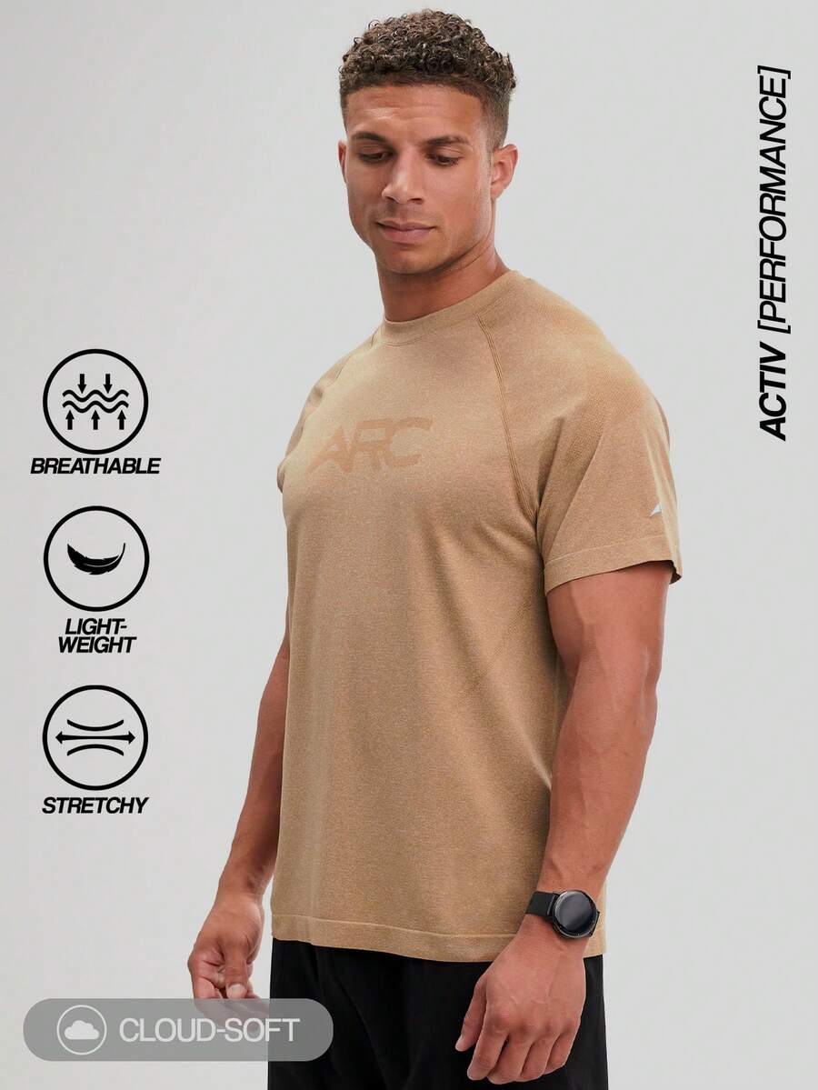 Men's Letter Print Raglan Short Sleeve Casual Fitness Workout T-Shirt