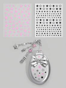 ROMWE Kawaii 1 件可爱蝴蝶结折叠梳子和镜子套装，返校气囊梳，DIY 便携式梳子镜子 - 淺灰色 - 查看 3