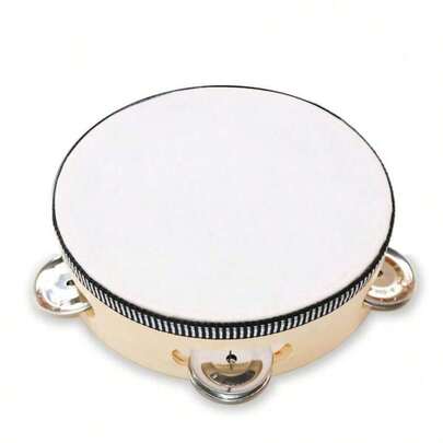 1pc 6 Inch Wooden Tambourine Instrument Rhythm Music Enlightenment Educational Toy For Party KTV Church Celebration Performance Percussion