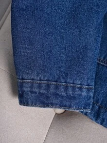 EMERY ROSE 女士时尚牛仔外套，带保暖内衬，秋冬季 - 深色水洗藍 - 查看 4