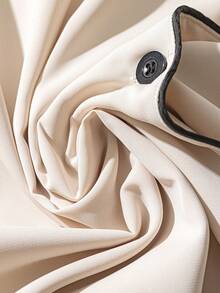 GlowEve CURVE 大码女式 V 领法式商务优雅长袖白色撞色黑色饰边长袖休闲中长连衣裙，适合通勤，秋冬 - 白色 - 查看 6