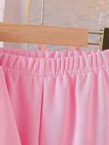 SHEIN Playful Pals 2pcs/Set Young Girls Fashion Pink Bow Round Neck Long Sleeve Sweatshirt And Elastic Waist Jogger Pants, Casual Sporty Outfit Suitable For Spring And Autumn Girls Jogging Set Girls Sweatsuit Set Girls Comfy Set Toddler Girl Sweatsuit Girls Bow Set Fall Winter