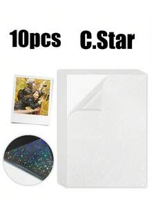 10 张全息贴纸，透明 A4 乙烯基贴纸，自粘防水透明膜，带有心形、雪花图案，11.8 x 8.3 英寸，可用于保护书籍、照片、明信片等。 - 彩色 - 查看 9