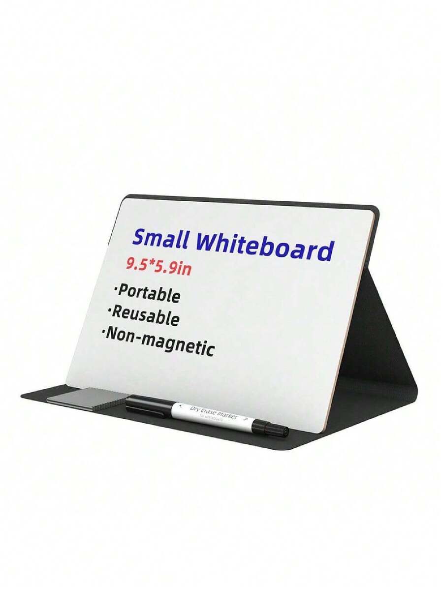 Leather Desktop Whiteboard - Dry-Erase Memo Board For Office, Home & Students, Portable Writing Message Board,Can Be Used For Work, Study, Drawing, Daily Notes,Three Adjustable Support Angles(Free A Whiteboard Marker And A Dry Erase Cloth),School Supplies,Back To School