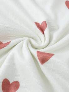 6pcs/Set Baby Girls' Casual Solid Color Round Neck Long Sleeve Top With Butterfly & Heart Print, Matching Leggings Homewear Set