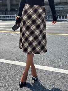 Livesso 女士格子裙秋季 - 卡其色 - 查看 3