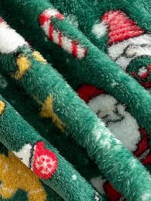 Franclia 冬季休闲百搭弹性腰部圣诞图案羊毛裤 - 綠色 - 查看 5