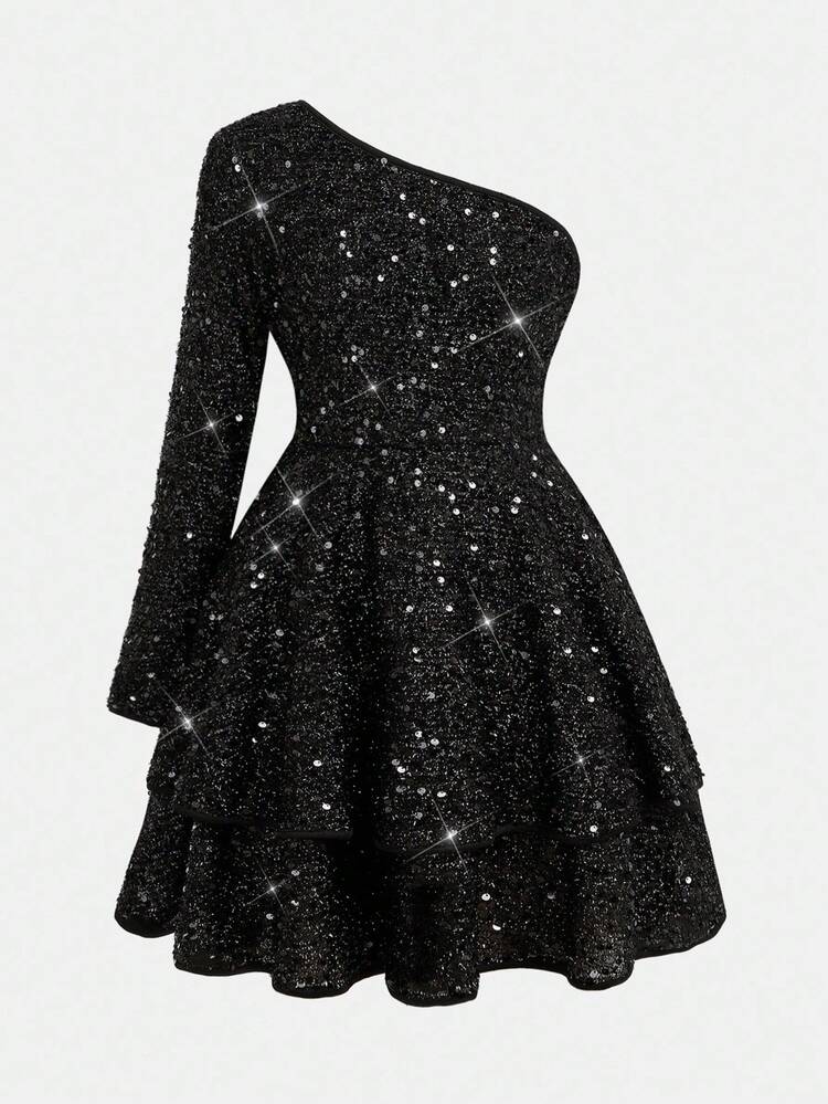 amazon black sparkly dress Girlism Tween Girls' Mesh Sequin Embellished Elegant Casual Long Sleeve Size:5X (30-32) Length from shoulder to Silhouette_fit and flare Viscose Belted Sheath Dress
