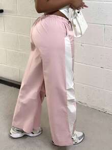 Alexandranx 女士春夏演唱会街头服饰外出撞色降落伞裤 - 粉色 - 查看 3