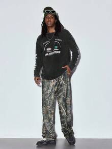 Modcrash Áo thun nam dài tay cổ tròn dáng suông phong cách vintage "Trở lại trường học" - Phong cách retro Mỹ, unisex, dáng rộng thoải mái - Thích hợp cho mặc hàng ngày và các kỳ nghỉ hè. - màu đen - Xem 2