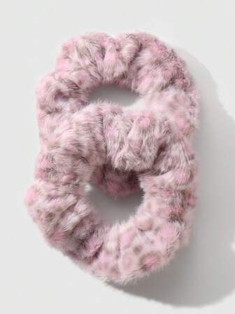 Kawaii 2pcs/Set Chic Vintage Leopard Print Fluffy Scrunchies, Korean Style & Sophisticated, Suitable For Women Daily Wear, Holiday Gift Hair Ties Ponytail Holders Hair Elastics Hair Rope