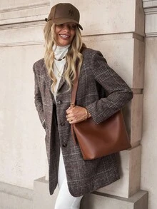 Solivie Women's Fashion Casual Plaid Single-Breasted Blazer In Autumn/Winter,Fall - Multicolor - View 5