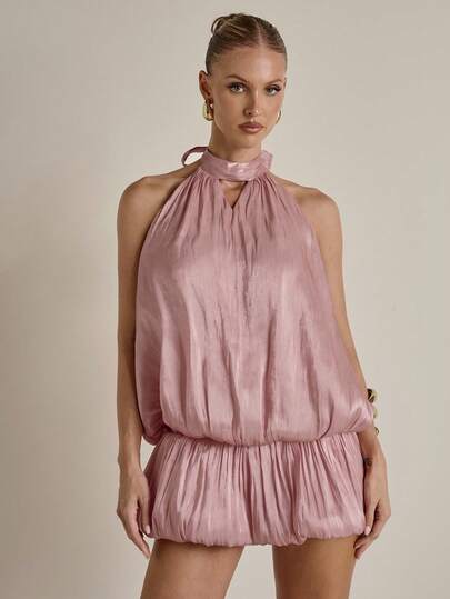 COSMINA Women's Spring/Summer Pink Solid Cocktail Dresses/Back To School Season/Birthday Party/Club Party/Satin Fashion Mini Skirt/Pink Mini Skirt/Concert Costume/Women's Resort Wear