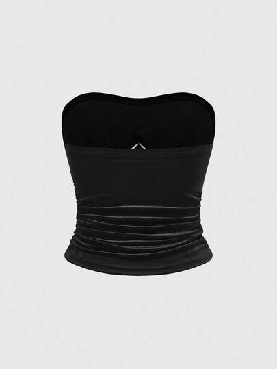 Goth Débardeur en velours avec broderie d'araignée gothique pour Halloween